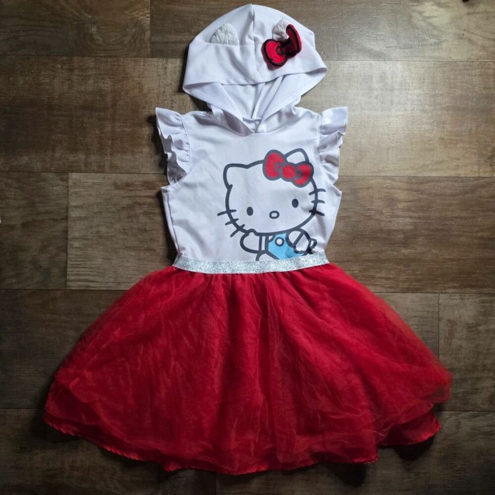 Hello Kitty Cosplay Tulle Hooded Dress - Size Girls 7/8